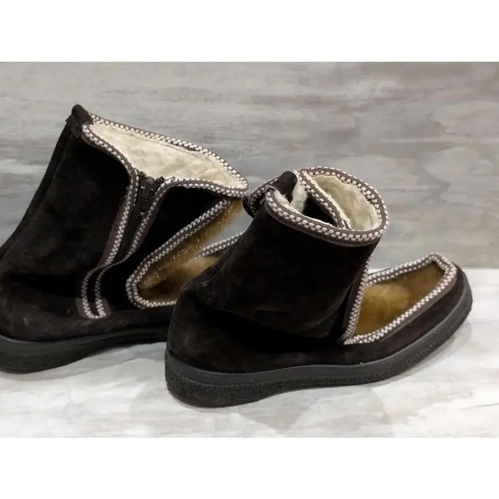 Vintage Ski Lounger Women's Winter Boots w/Faux Fur Lining & Suede Exterior Sz 7